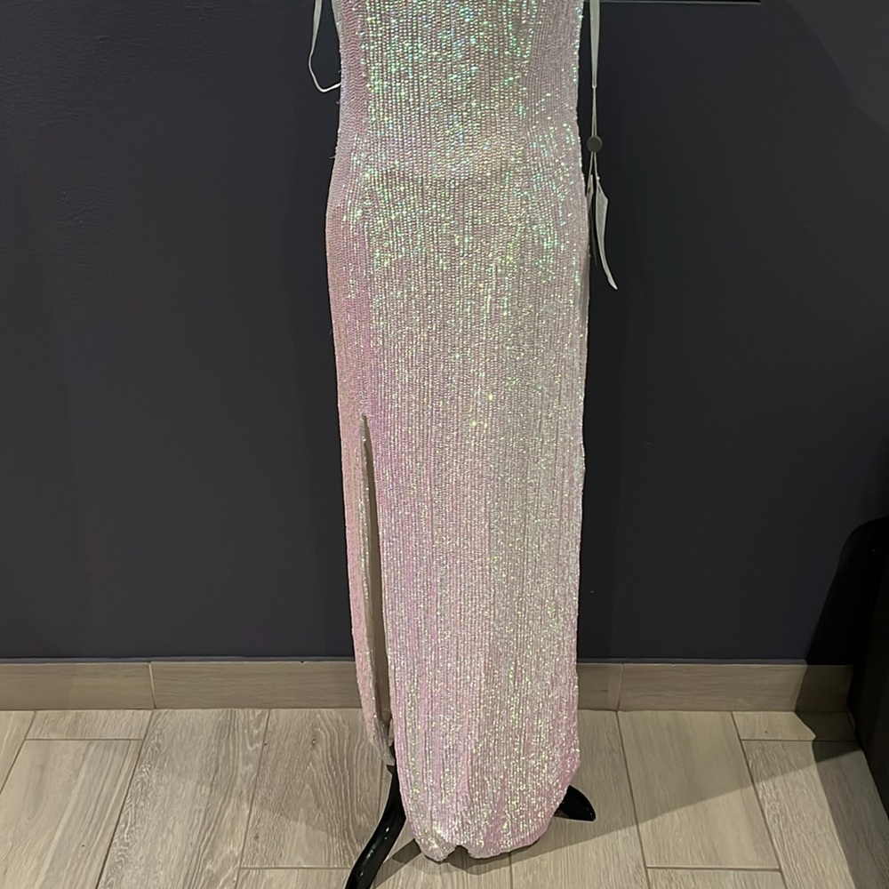 Retrofete Maxi dress iridescent sequence with belt - Picture 5 of 17